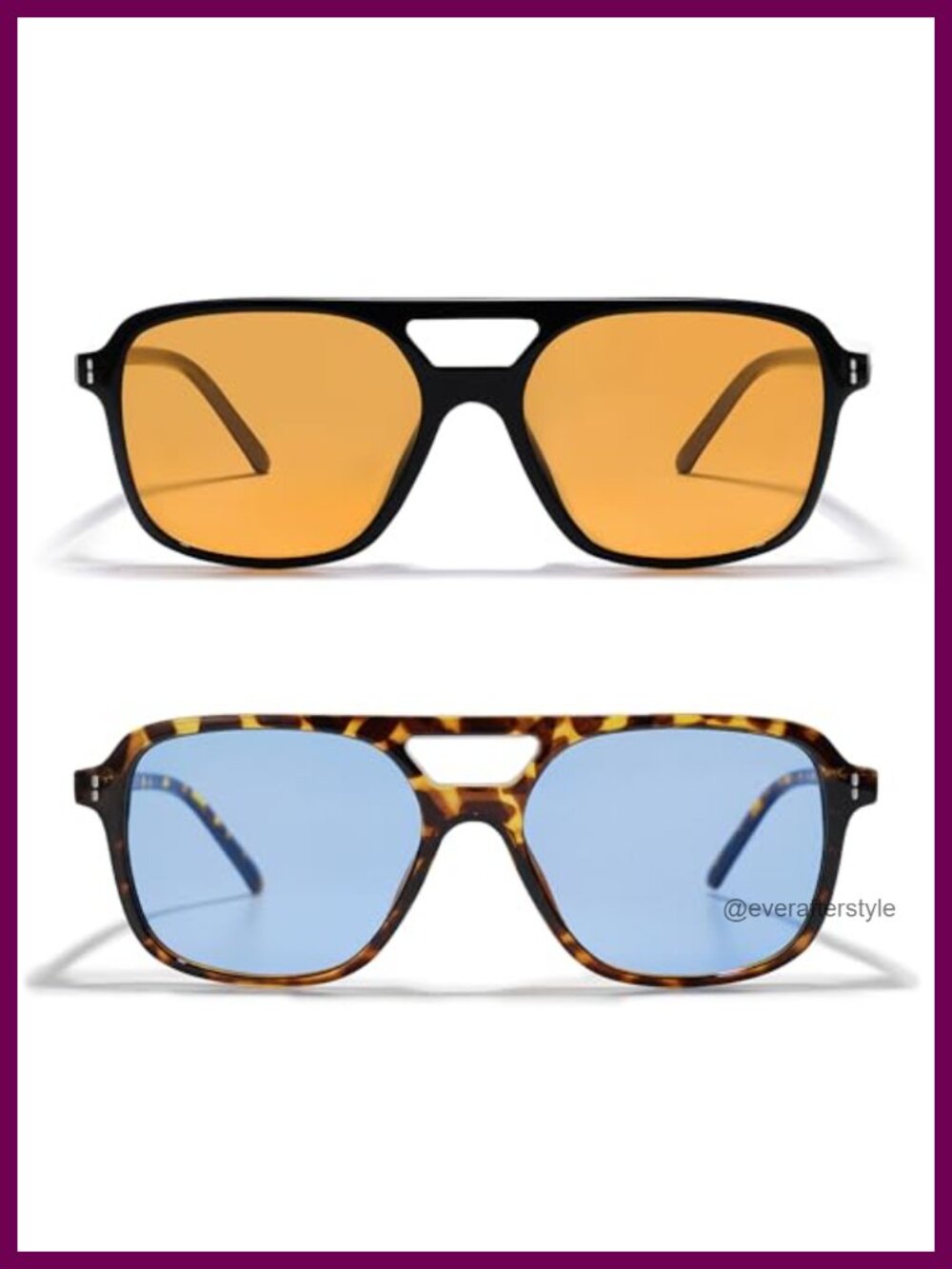 Retro Vintage 70s Square Aviator Sunglasses UV400 Full-Frame Adult